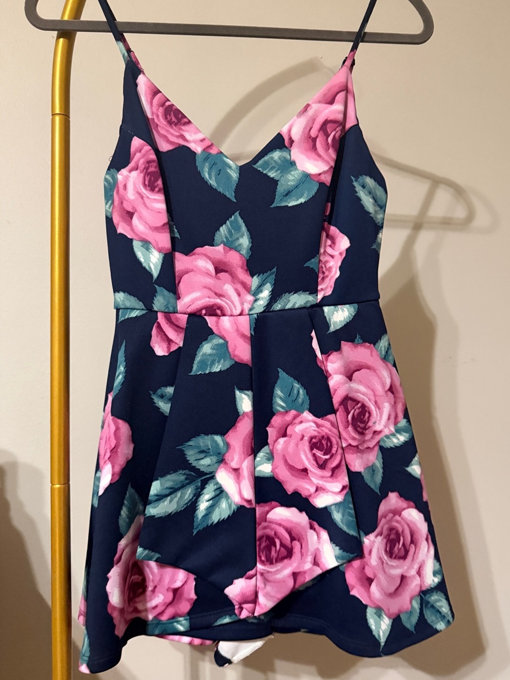 Rose Floral Fit and Flare Romper